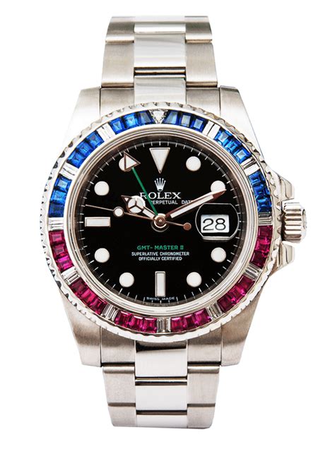 rolex gmt master ii pepsi sapphire ruby bezel